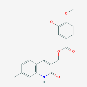 molecular formula C20H19NO5 B7720009 (2-hydroxy-7-methylquinolin-3-yl)methyl 3,4-dimethoxybenzoate 