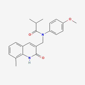 molecular formula C22H24N2O3 B7720016 N-((2-hydroxy-8-methylquinolin-3-yl)methyl)-N-(4-methoxyphenyl)isobutyramide 