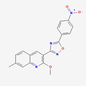 molecular formula C19H14N4O4 B7720026 3-(2-methoxy-7-methylquinolin-3-yl)-5-(4-nitrophenyl)-1,2,4-oxadiazole 