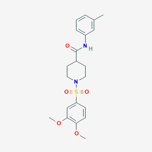 molecular formula C21H26N2O5S B7720034 1-(3,4-dimethoxybenzenesulfonyl)-N-(3-hydroxypropyl)piperidine-4-carboxamide 
