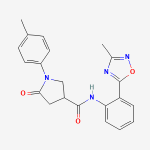 molecular formula C21H20N4O3 B7720101 N-(2-(3-methyl-1,2,4-oxadiazol-5-yl)phenyl)-5-oxo-1-(p-tolyl)pyrrolidine-3-carboxamide 