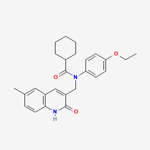 molecular formula C26H30N2O3 B7720156 N-(4-ethoxyphenyl)-N-((2-hydroxy-6-methylquinolin-3-yl)methyl)cyclohexanecarboxamide 