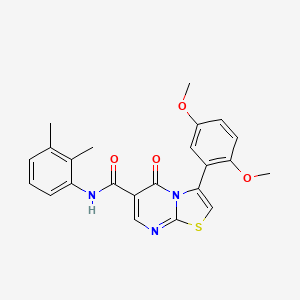 molecular formula C23H21N3O4S B7720175 3-(2,5-dimethoxyphenyl)-5-oxo-N-[4-(trifluoromethyl)phenyl]-5H-[1,3]thiazolo[3,2-a]pyrimidine-6-carboxamide 