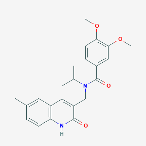 molecular formula C23H26N2O4 B7720210 N-((2-hydroxy-6-methylquinolin-3-yl)methyl)-N-isopropyl-3,4-dimethoxybenzamide 