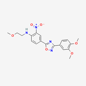 molecular formula C19H20N4O6 B7720216 4-(3-(3,4-dimethoxyphenyl)-1,2,4-oxadiazol-5-yl)-N-(2-methoxyethyl)-2-nitroaniline 