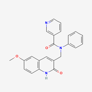 molecular formula C23H19N3O3 B7720262 N-((2-hydroxy-6-methoxyquinolin-3-yl)methyl)-N-phenylnicotinamide 
