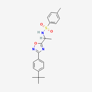 molecular formula C21H25N3O3S B7720266 N-(1-(3-(4-(tert-butyl)phenyl)-1,2,4-oxadiazol-5-yl)ethyl)-4-methylbenzenesulfonamide 