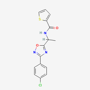 molecular formula C15H12ClN3O2S B7720270 N-(1-(3-(4-chlorophenyl)-1,2,4-oxadiazol-5-yl)ethyl)thiophene-2-carboxamide 