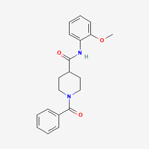 molecular formula C20H22N2O3 B7720287 1-benzoyl-N-(2-methoxyphenyl)piperidine-4-carboxamide 