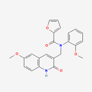 molecular formula C23H20N2O5 B7720290 N-((2-hydroxy-6-methoxyquinolin-3-yl)methyl)-N-(2-methoxyphenyl)furan-2-carboxamide 