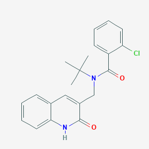 molecular formula C21H21ClN2O2 B7720300 N-(tert-butyl)-2-chloro-N-((2-hydroxyquinolin-3-yl)methyl)benzamide 