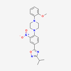 molecular formula C22H25N5O4 B7720304 3-isopropyl-5-(4-(4-(2-methoxyphenyl)piperazin-1-yl)-3-nitrophenyl)-1,2,4-oxadiazole 