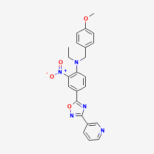molecular formula C23H21N5O4 B7720348 N-ethyl-N-(4-methoxybenzyl)-2-nitro-4-(3-(pyridin-3-yl)-1,2,4-oxadiazol-5-yl)aniline 