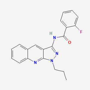 molecular formula C20H17FN4O B7720380 2-fluoro-N-(1-propyl-1H-pyrazolo[3,4-b]quinolin-3-yl)benzamide 