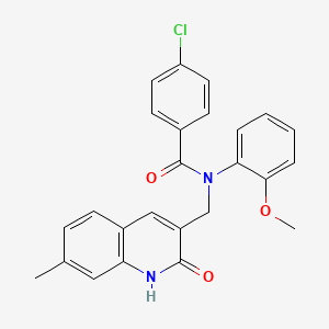 4-chloro-N-((2-hydroxy-7-methylquinolin-3-yl)methyl)-N-(2-methoxyphenyl)benzamide