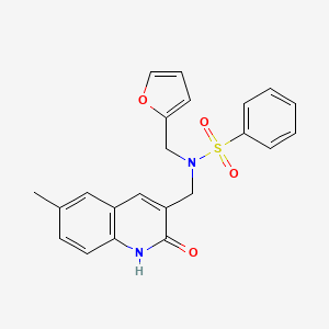 N-(furan-2-ylmethyl)-N-((2-hydroxy-6-methylquinolin-3-yl)methyl)benzenesulfonamide