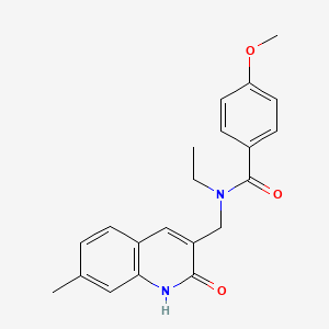 molecular formula C21H22N2O3 B7720408 N-ethyl-N-((2-hydroxy-7-methylquinolin-3-yl)methyl)-4-methoxybenzamide 