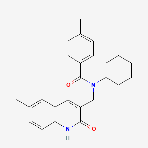 molecular formula C25H28N2O2 B7720430 N-cyclohexyl-N-((2-hydroxy-6-methylquinolin-3-yl)methyl)-4-methylbenzamide 