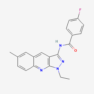molecular formula C20H17FN4O B7720448 N-(1-ethyl-6-methyl-1H-pyrazolo[3,4-b]quinolin-3-yl)-4-fluorobenzamide 