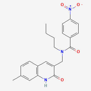 molecular formula C22H23N3O4 B7720458 N-butyl-N-((2-hydroxy-7-methylquinolin-3-yl)methyl)-4-nitrobenzamide 