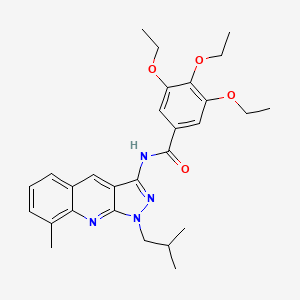 molecular formula C28H34N4O4 B7720482 3,4,5-triethoxy-N-(1-isobutyl-8-methyl-1H-pyrazolo[3,4-b]quinolin-3-yl)benzamide 