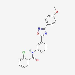 molecular formula C22H16ClN3O3 B7720483 2-chloro-N-(3-(3-(4-methoxyphenyl)-1,2,4-oxadiazol-5-yl)phenyl)benzamide 