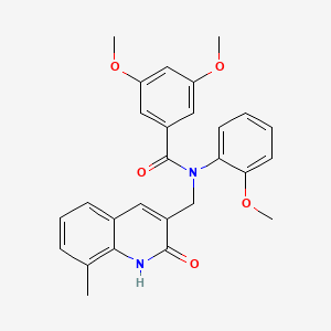 molecular formula C27H26N2O5 B7720538 N-((2-hydroxy-8-methylquinolin-3-yl)methyl)-3,5-dimethoxy-N-(2-methoxyphenyl)benzamide 