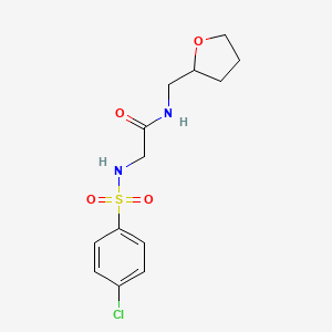 molecular formula C13H17ClN2O4S B7720545 2-(4-chlorophenylsulfonamido)-N-((tetrahydrofuran-2-yl)methyl)acetamide 