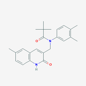 N-(3,4-dimethylphenyl)-N-((2-hydroxy-6-methylquinolin-3-yl)methyl)pivalamide