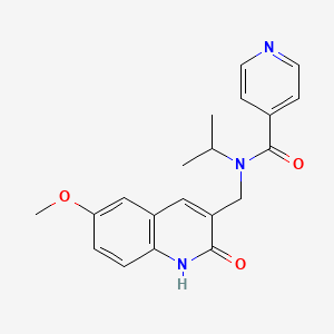molecular formula C20H21N3O3 B7720556 N-((2-hydroxy-6-methoxyquinolin-3-yl)methyl)-N-isopropylisonicotinamide 