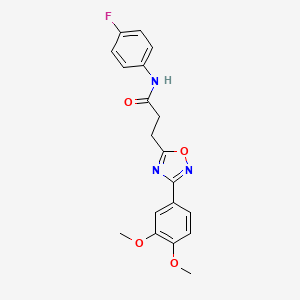 molecular formula C19H18FN3O4 B7720581 3-(3-(3,4-dimethoxyphenyl)-1,2,4-oxadiazol-5-yl)-N-(4-fluorophenyl)propanamide 