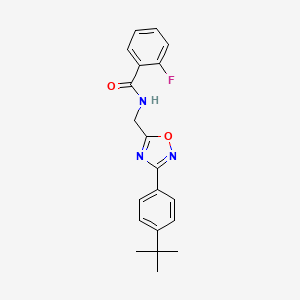 molecular formula C20H20FN3O2 B7720605 N-((3-(4-(tert-butyl)phenyl)-1,2,4-oxadiazol-5-yl)methyl)-2-fluorobenzamide 