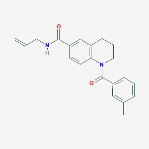 molecular formula C21H22N2O2 B7720606 N-(2-methoxyethyl)-1-(3-methylbenzoyl)-1,2,3,4-tetrahydroquinoline-6-carboxamide 