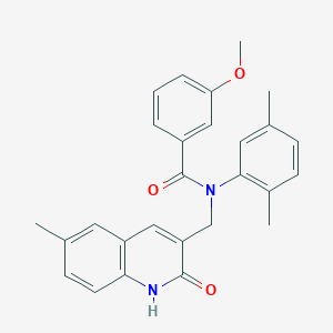 molecular formula C27H26N2O3 B7720617 N-(2,5-dimethylphenyl)-N-((2-hydroxy-6-methylquinolin-3-yl)methyl)-3-methoxybenzamide 