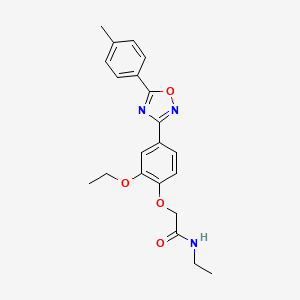 molecular formula C21H23N3O4 B7720641 2-(2-ethoxy-4-(5-(p-tolyl)-1,2,4-oxadiazol-3-yl)phenoxy)-N-ethylacetamide 