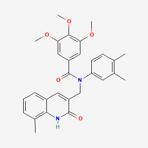 N-(3,4-dimethylphenyl)-N-((2-hydroxy-8-methylquinolin-3-yl)methyl)-3,4,5-trimethoxybenzamide