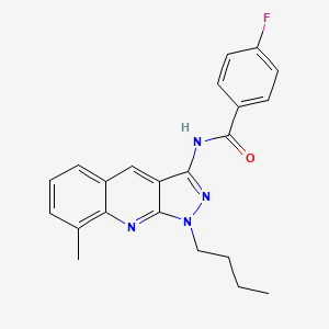 molecular formula C22H21FN4O B7720676 N-(1-butyl-8-methyl-1H-pyrazolo[3,4-b]quinolin-3-yl)-4-fluorobenzamide 