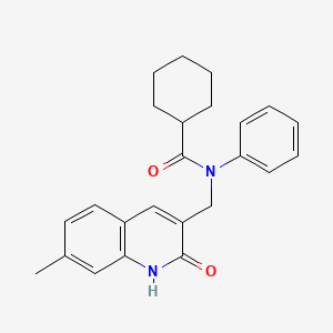 molecular formula C24H26N2O2 B7720683 N-((2-hydroxy-7-methylquinolin-3-yl)methyl)-N-phenylcyclohexanecarboxamide 