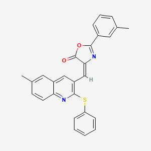 molecular formula C27H20N2O2S B7720723 (E)-4-((6-methyl-2-(phenylthio)quinolin-3-yl)methylene)-2-(m-tolyl)oxazol-5(4H)-one 
