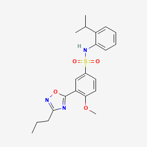 molecular formula C21H25N3O4S B7720754 N-(2-isopropylphenyl)-4-methoxy-3-(3-propyl-1,2,4-oxadiazol-5-yl)benzenesulfonamide 