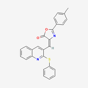 molecular formula C26H18N2O2S B7720783 (E)-4-((2-(phenylthio)quinolin-3-yl)methylene)-2-(p-tolyl)oxazol-5(4H)-one 