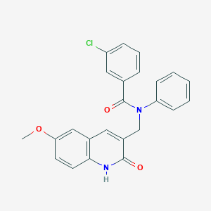 molecular formula C24H19ClN2O3 B7720784 3-chloro-N-((2-hydroxy-6-methoxyquinolin-3-yl)methyl)-N-phenylbenzamide 