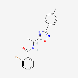 molecular formula C18H16BrN3O2 B7720791 2-bromo-N-(1-(3-(p-tolyl)-1,2,4-oxadiazol-5-yl)ethyl)benzamide 