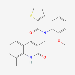 molecular formula C23H20N2O3S B7720815 N-((2-hydroxy-8-methylquinolin-3-yl)methyl)-N-(2-methoxyphenyl)thiophene-2-carboxamide 