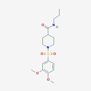molecular formula C17H26N2O5S B7720821 1-((3,4-dimethoxyphenyl)sulfonyl)-N-propylpiperidine-4-carboxamide 