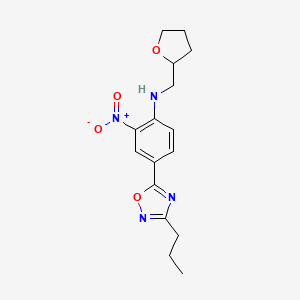 molecular formula C16H20N4O4 B7720841 2-nitro-4-(3-propyl-1,2,4-oxadiazol-5-yl)-N-((tetrahydrofuran-2-yl)methyl)aniline 