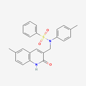 molecular formula C24H22N2O3S B7720849 N-((2-hydroxy-6-methylquinolin-3-yl)methyl)-N-(p-tolyl)benzenesulfonamide 