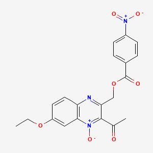 molecular formula C20H17N3O7 B7720857 2-acetyl-7-ethoxy-3-(((4-nitrobenzoyl)oxy)methyl)quinoxaline 1-oxide 