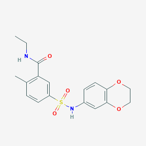 molecular formula C18H20N2O5S B7720875 5-[(3-chloro-2-methylphenyl)sulfamoyl]-N-ethyl-2-methylbenzamide 