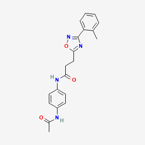 molecular formula C20H20N4O3 B7720907 N-(4-acetamidophenyl)-3-(3-(o-tolyl)-1,2,4-oxadiazol-5-yl)propanamide 